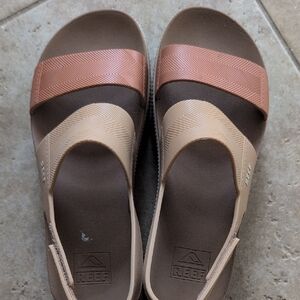 Reef Brown and Tan Slide Sandals